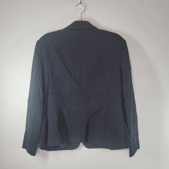 New York & Company Polka Dot One Button Stretch Blazer Jacket Black White Sz 18 - Picture 2 of 5